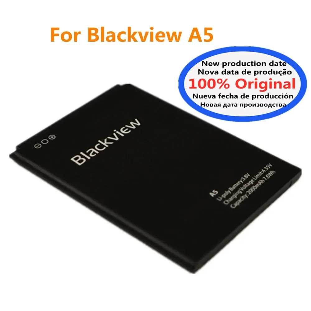 

2000mAh A5 100% Original Replacement Battery For Blackview A5 A 5 Mobile Phone Battery Bateria Batteries Fast Shipping