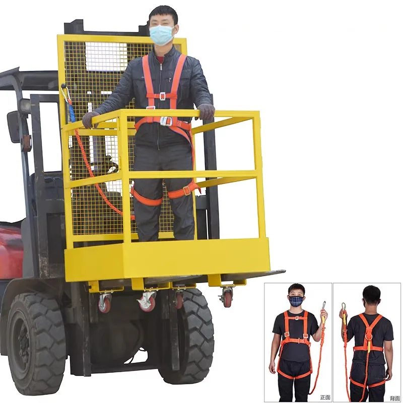 

Forklift Safety Cage Personnel Platform Forklift Hoist Basket 300KG Load Capacity Equipped with Safety Harness and L(Customized)