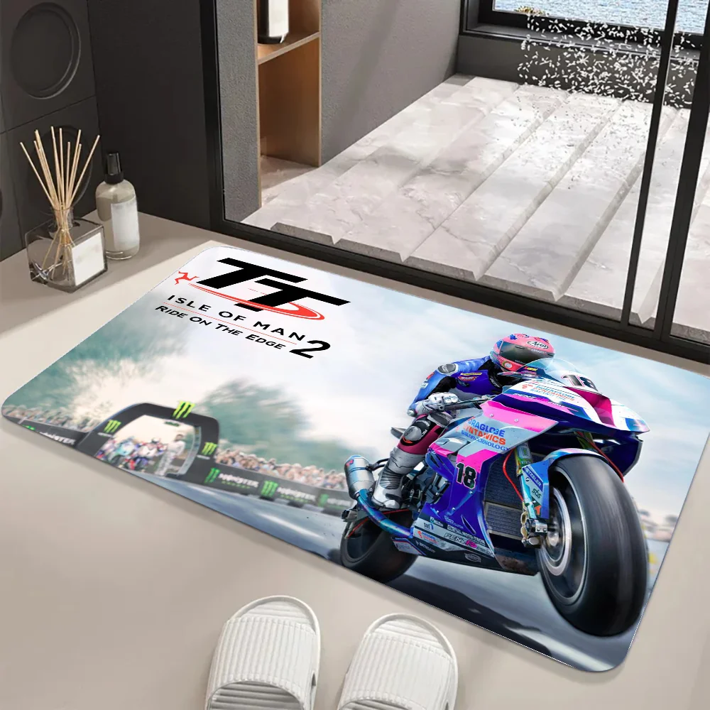 TT Isle of Man tappetino da corsa per moto zerbini in flanella stampati con grafica per la decorazione della casa del tappeto d\'ingresso della