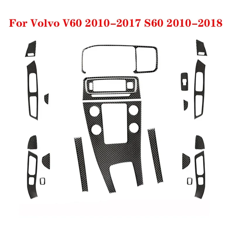 

For Volvo S60 2010 2011 2012 2013 2014 2015 2016 2017 Car Stickers Black Carbon Fiber Cover Trim Interior Decorative Accessories