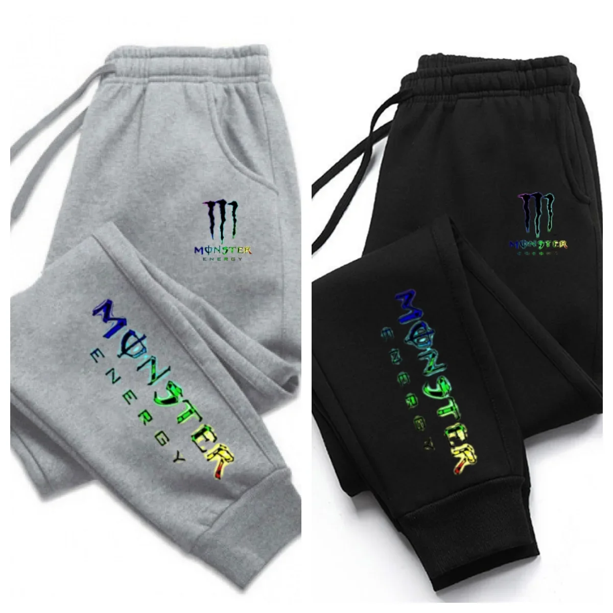 

Monster Energy Pantalon de survêtement de sport pour homme, imprimé, confortable, décontracté, doux, long, coupe ample