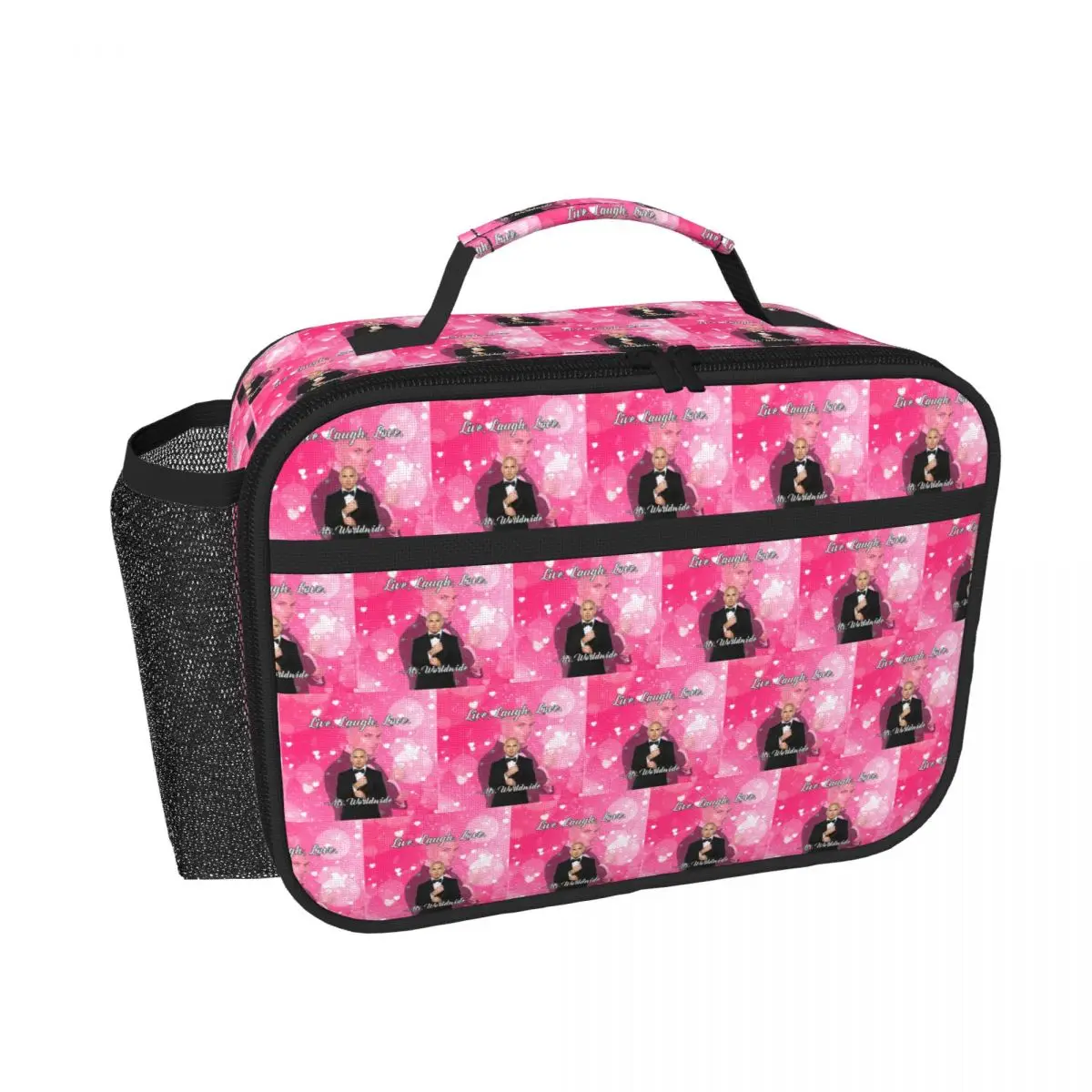 Mr. Worldwide Says To Live Laugh Love Pink Insulated Lunch Bag for Women Children Leakproof Food Boxes Thermal Lunch Box Tote