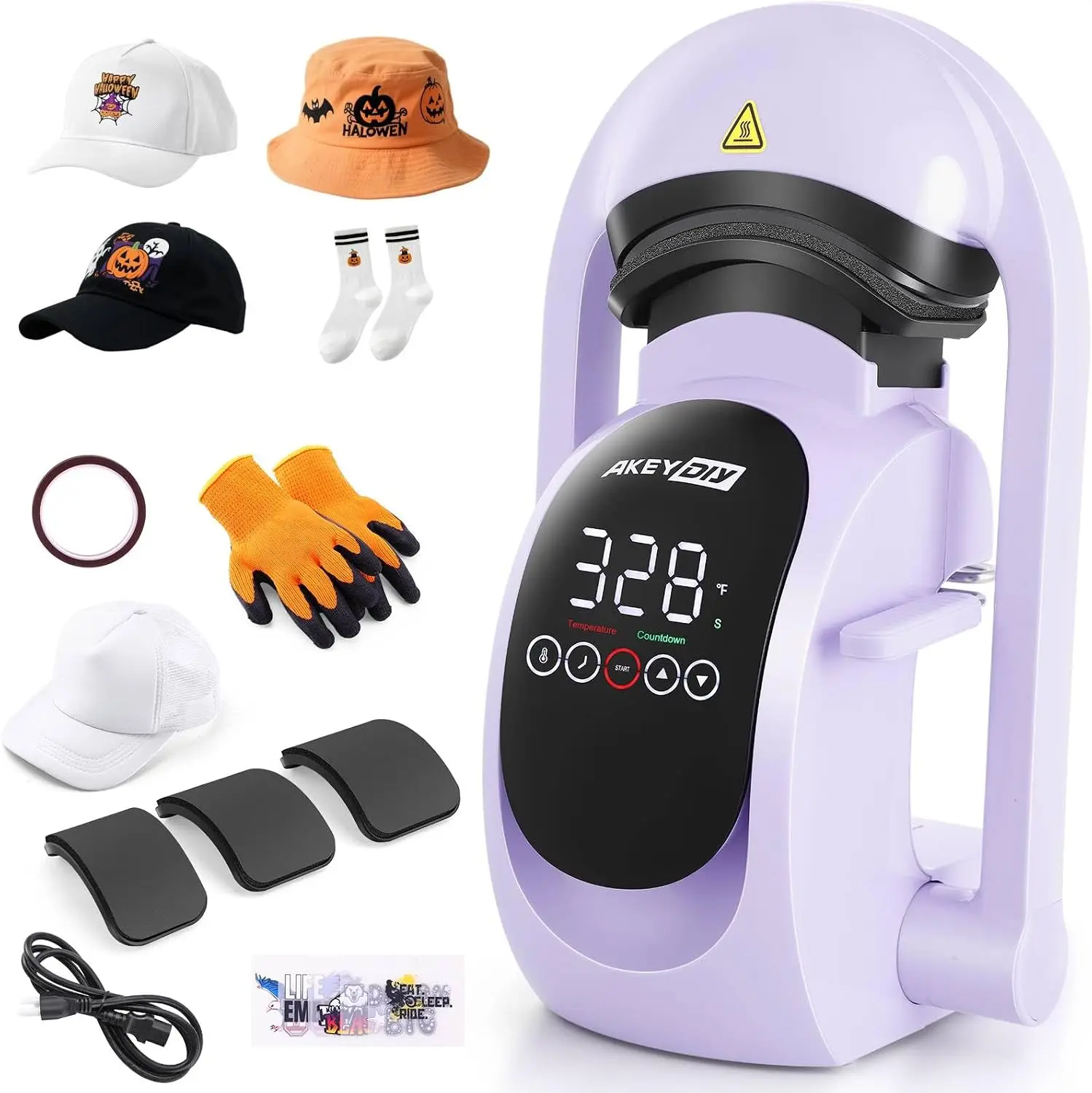 Hat Heat Press Machine, 3-in-1 Automatic Cap Press Including 3 Pads
