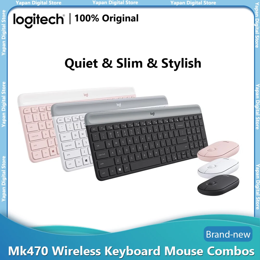 Logitech MK470 Wireless Keyboard Mouse Combo Ultra-Thin 2.4G Silent 1000DPI Slim Keboards Mice Set For PC Laptop Office Original