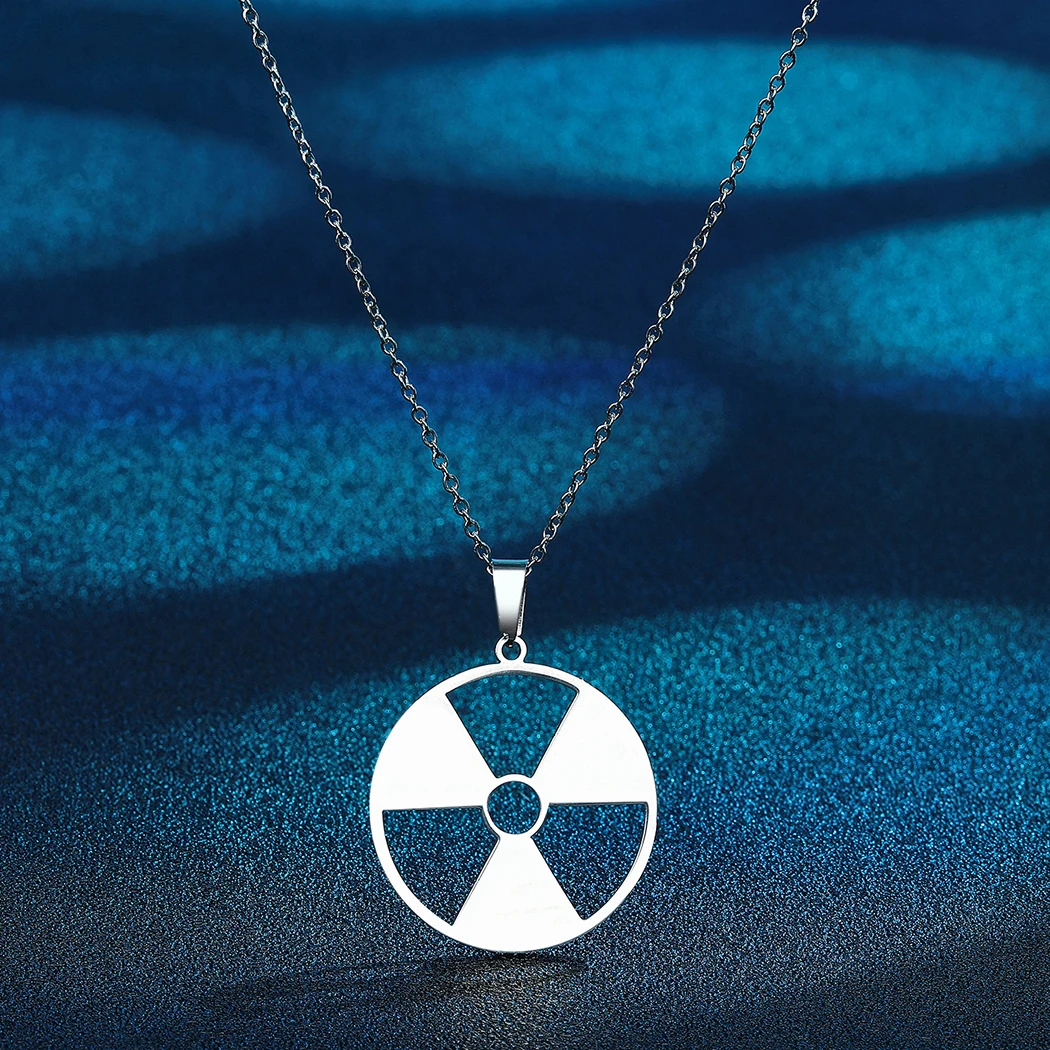 Todorova Stainless Steel Necklace Radiation Hazard Symbol Pendant Necklaces For Women Man Nuclear Emblem Necklace Party Jewelry