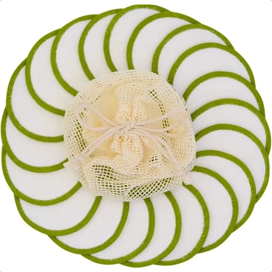20 Pack Reusable Makeup Remover Pads Bamboo Reusable Cotton Rounds for Toner Washable Pads for All Skin Types with Cotton Laund