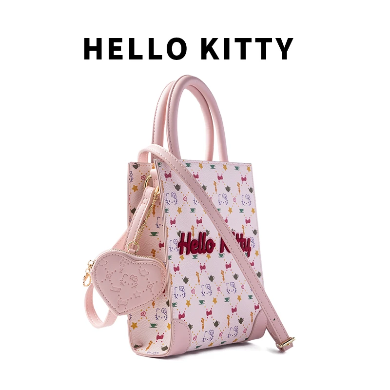 Anime Cartoon Hello Kitty Summer New Handbag Kawaii Printed Embroidery Women Shoulder Messenger Bag Girls Shopping Pouch Gift