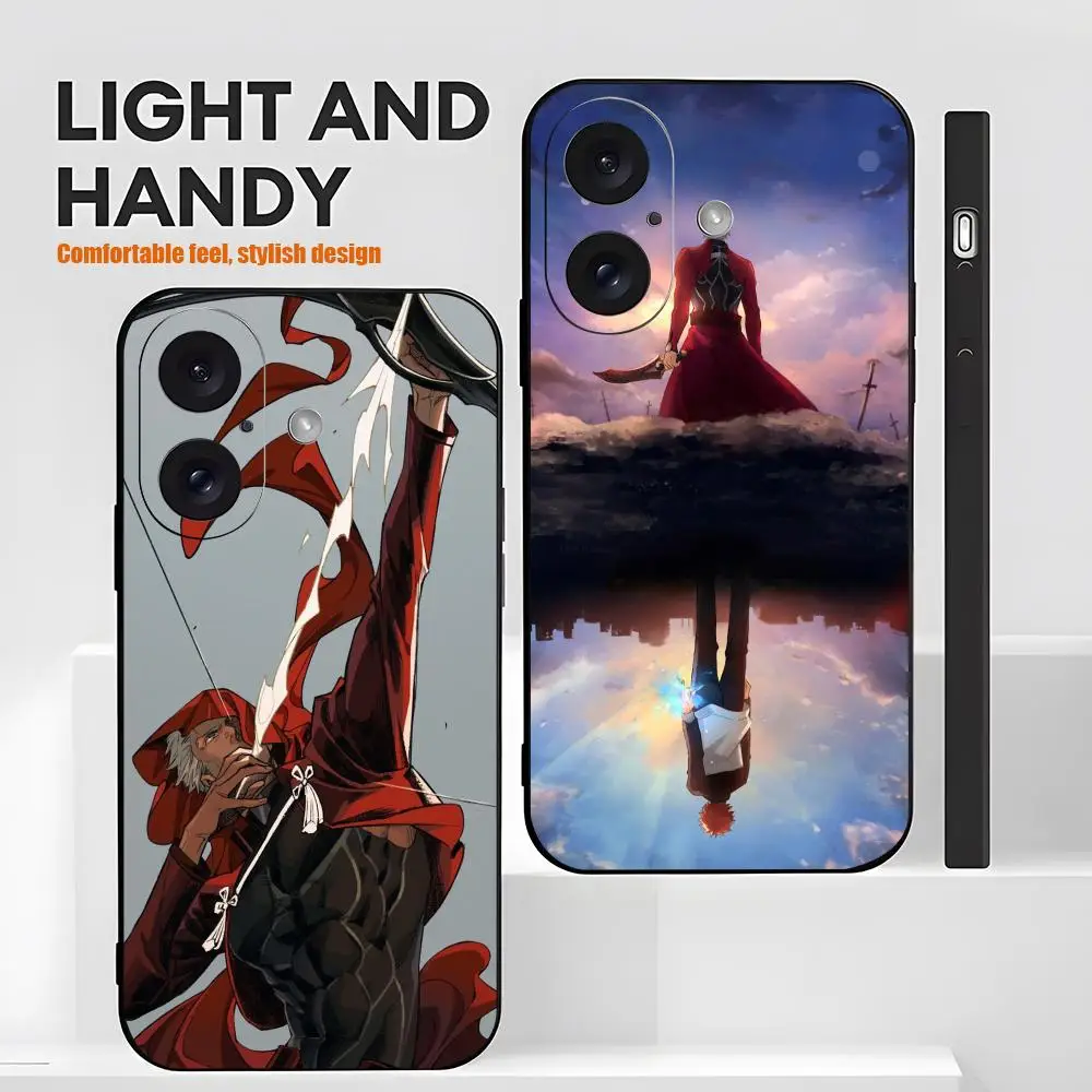 Coque de téléphone souple antichoc noire Game Fate Archer EMIYA pour iPhone 17 16 15 14 13 12 X XR XS 8 Plus Mini Pro Max