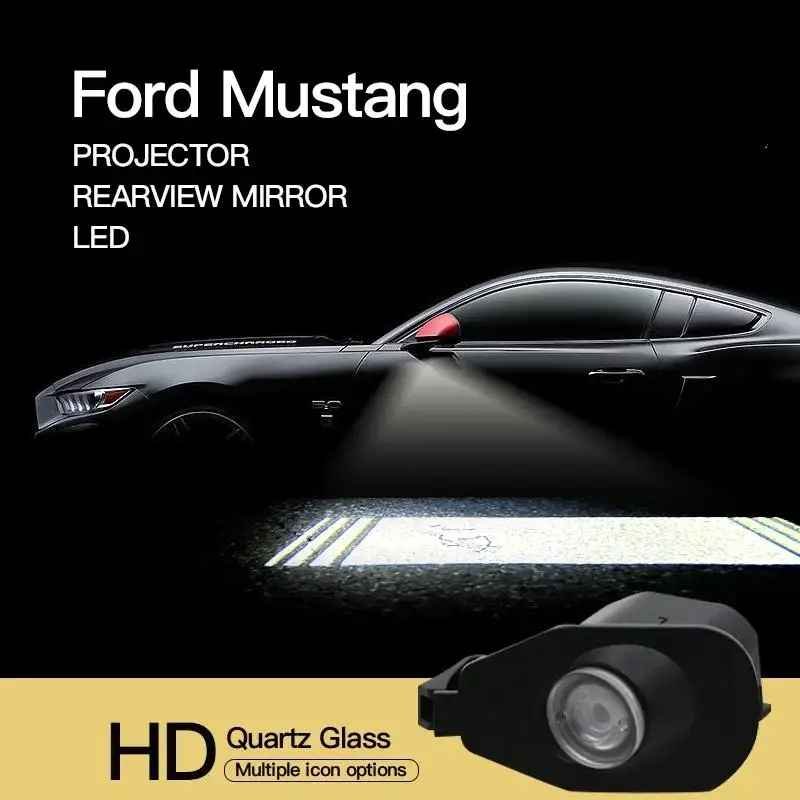

2X LED Rearview Mirror for Ford Mustang Lamp Car Side Laser 2013 2014 2015 2022 Carpet Light Laser Projector