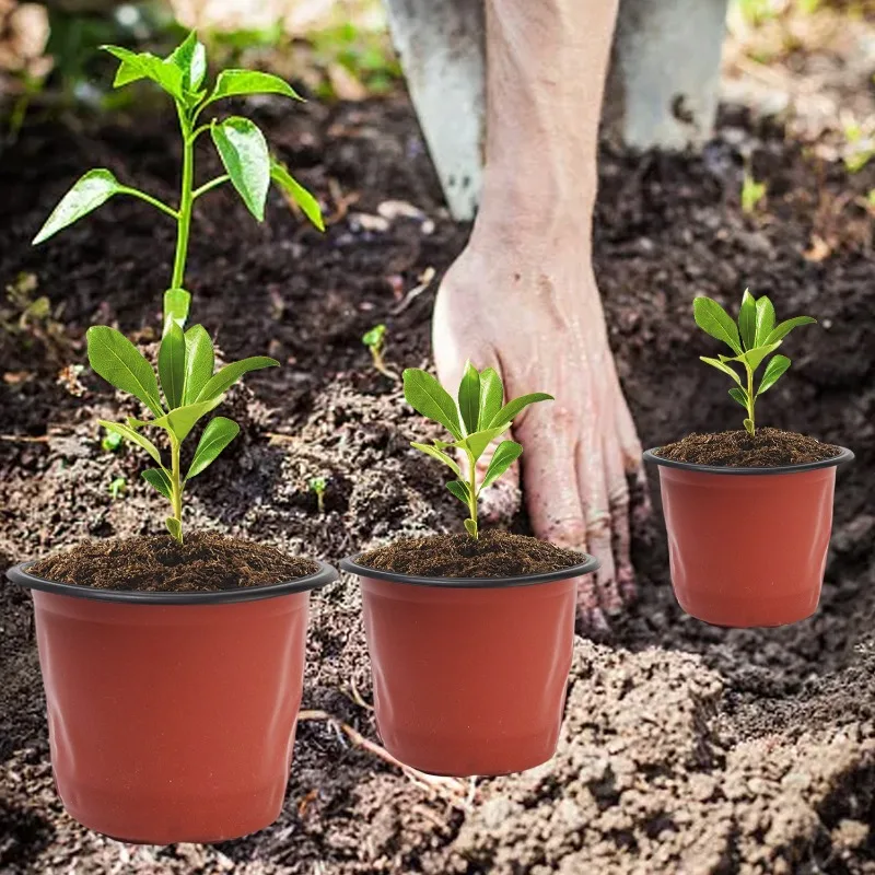 100/20x أواني حضانة النباتات المرنة البذور الحمراء والأسود بدء الأواني شتلات العصارة قطع زرع حاوية بلاستيكية #2