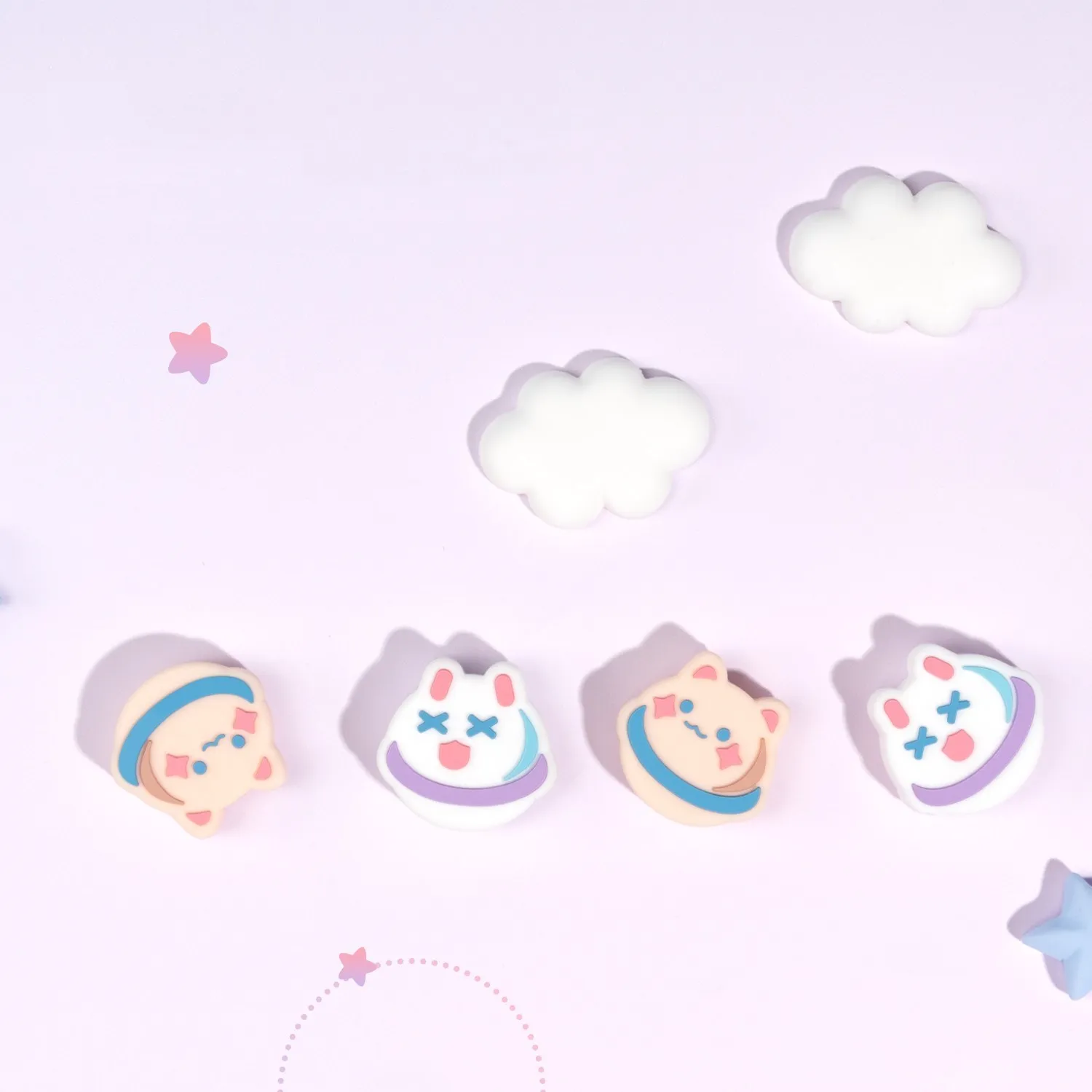 Geekshareニンテンドースイッチ親指グリップは急がliteシリコン保護ジョイスティックcasps 4個かわいいns用アクセサリー