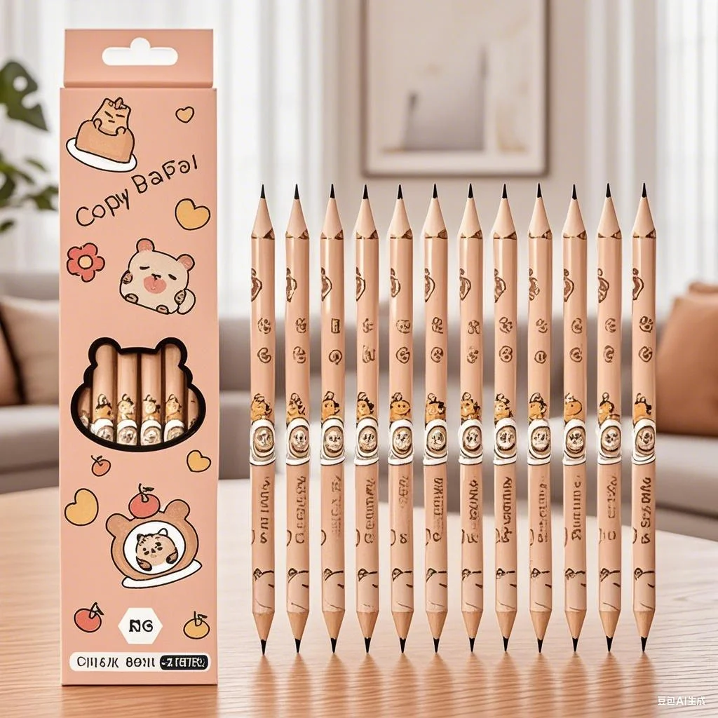 

12Pcs HB Pencils with Cute Capybara Design; Creative Drawing and Sketching Tools, Fun Student Stationery.