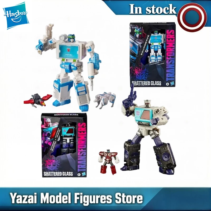 Original Hasbro Transformers Shattered Glass Sound Wave Blaster Rewind Voyager Class Action Figure Model Toys
