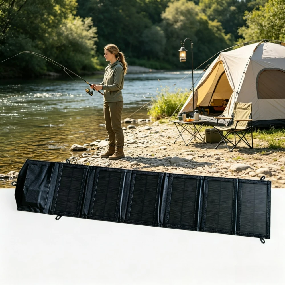 Easy Hanging Design USB Solar Panel Foldable 25W 100W Waterproof Solar Charger for RV Awning Tent Tree Branches Outdoor Sun