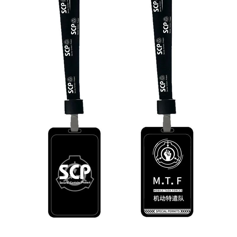 SCP Special Containment Procedures Foundation Credit Card Holder Set PVC Bus IC Case Pendant Necklace Keychain Cosplay Prop Gift