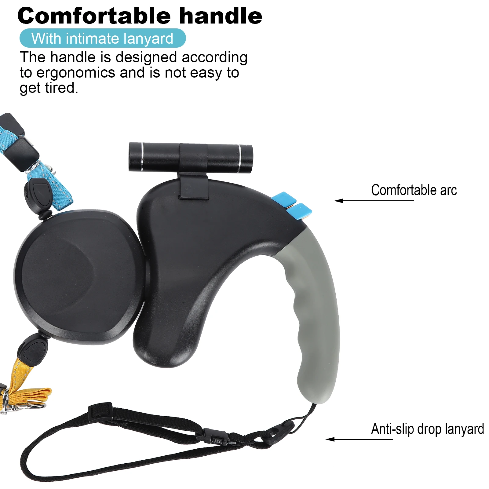 ZK40 Pet DoubleHead Traction Rope One for Two Traction Dog DoubleEnded Leash with LED Light(Black )