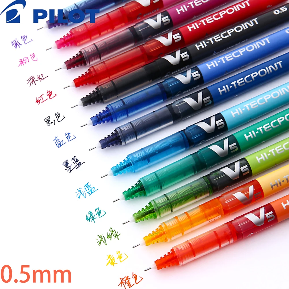 6/12Japanese Pilot BX-V5  Gel Pens Hi Tecpoint Straight Liquid Pen Large Capacity Quick-drying Ink 0.5mm Needle Point Stationery