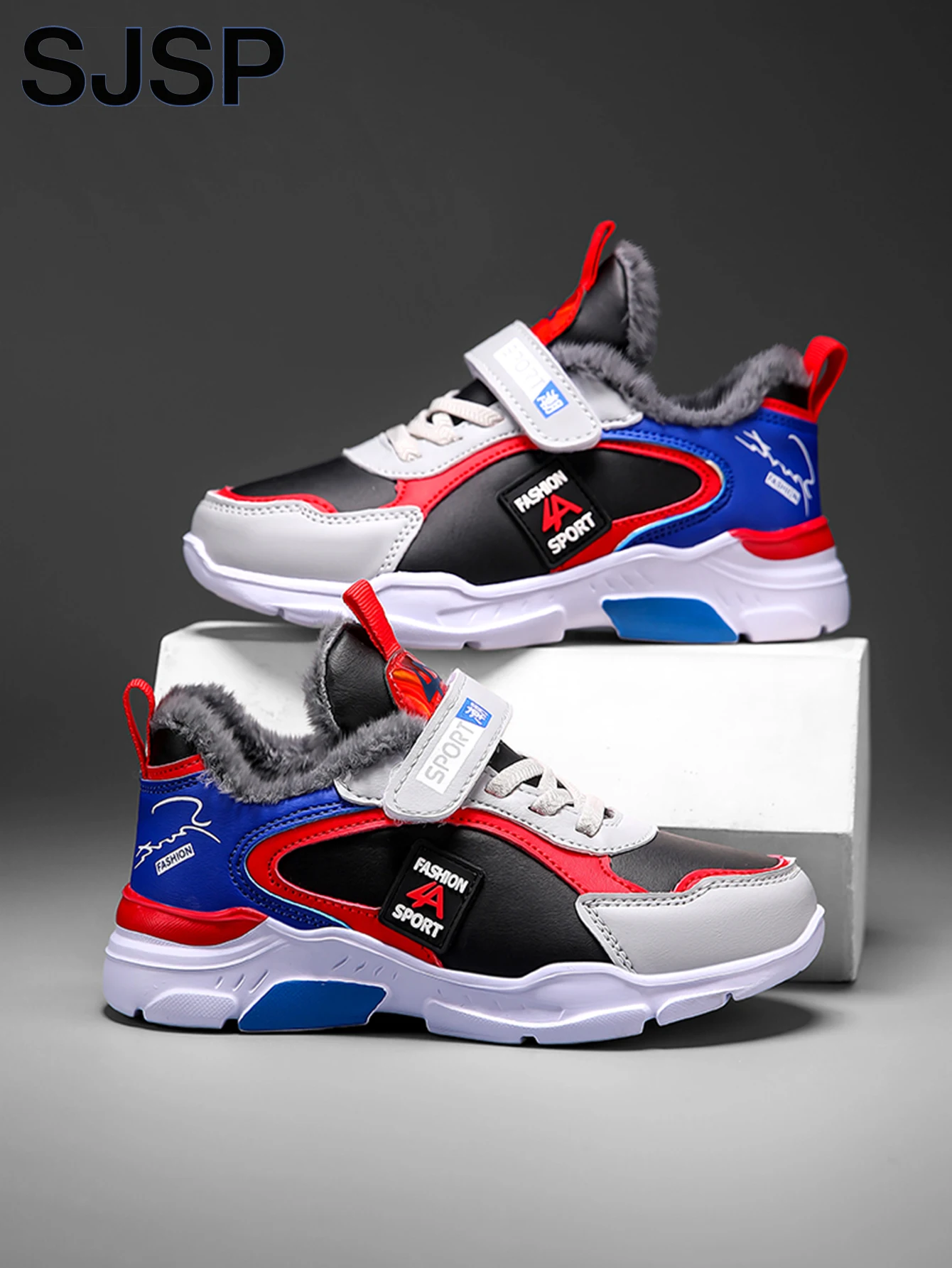 أحذية أطفال للخريف والشتاء، أحذية رياضية للأولاد، مغطاة بالجلد، مبطنة بالمخمل، قابلة للتنفس، غير قابلة للانزلاق، أحذية رياضية متعددة الاستخدامات للأطفال في منتصف العمر وكبار السن وطلاب المدارس الابتدائية