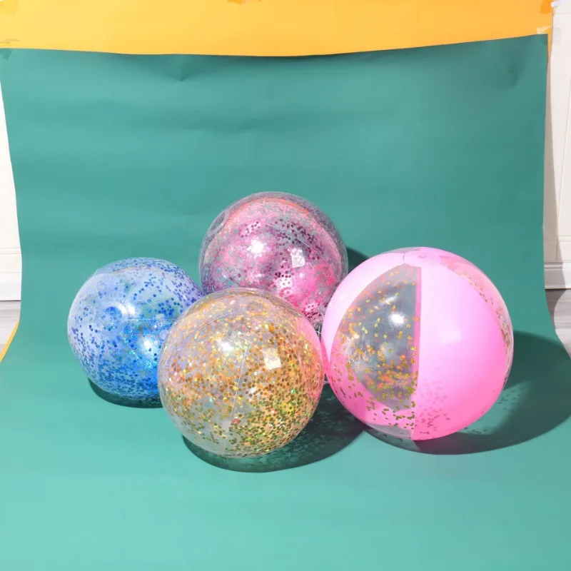 Aufblasbare Glitzer Strand ball PVC Schwimmbad Bälle bunte Strand bälle Sommer Wasserball für Schwimmbad Strand Spielzeug