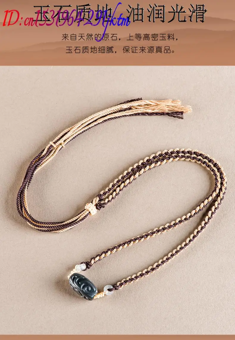 Hetian Jade Carve Bead Pendant Necklace Vintage Fashion Accessories Nephrite Real Jewelry Carved Amulet Charm Natural Gemstone view 4