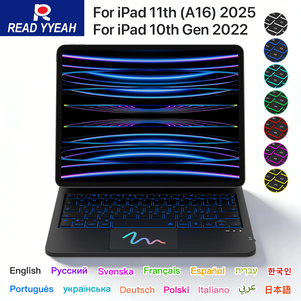 

Magic Keyboard With Auto Sleep/Wake Case for iPad 10th 11th A16 2025 Pro 11 12.9 Pro 13 Air 4 5 Air 6 Backlit Bluetooth Keyboard