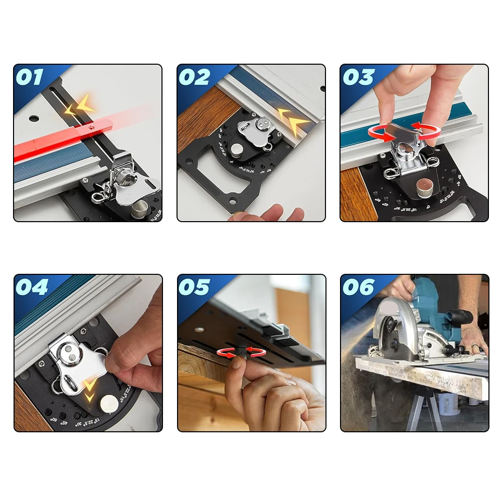1 Piece Adjustable Angle Track Saw Square -45 To 45 Degree Aluminum Guide Rail Protractor For Woodworking Cutting Tool Accessory