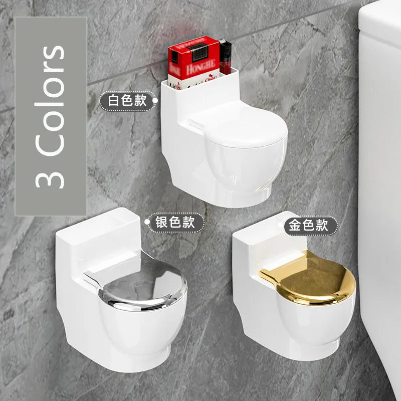 Wall-mounted Ashtray Toilet shaped Ashtray With lid Funny Bathroom Decorative Plastic Multi-function Ash Tray For Home Men Gifts