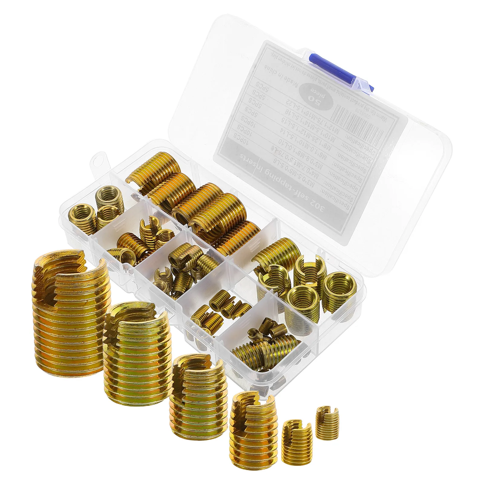 

50pcs Carbon Steel Thread Repair Kit Self Tapping Thread Inserts Slotted Design Durable For Automotive Repairs Metric Wire