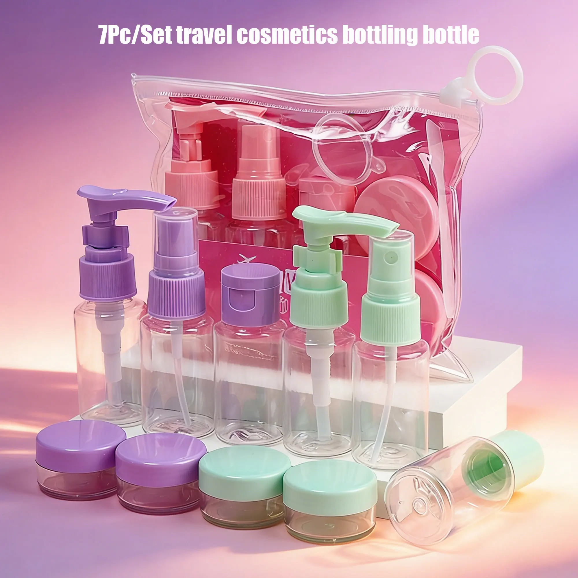 7Pc/Set Travel Distribution Dottle Set Portable Cosmetics Storage Bottle Shower Gel Bottling Bottle Reusable Tourist Spray Bottl