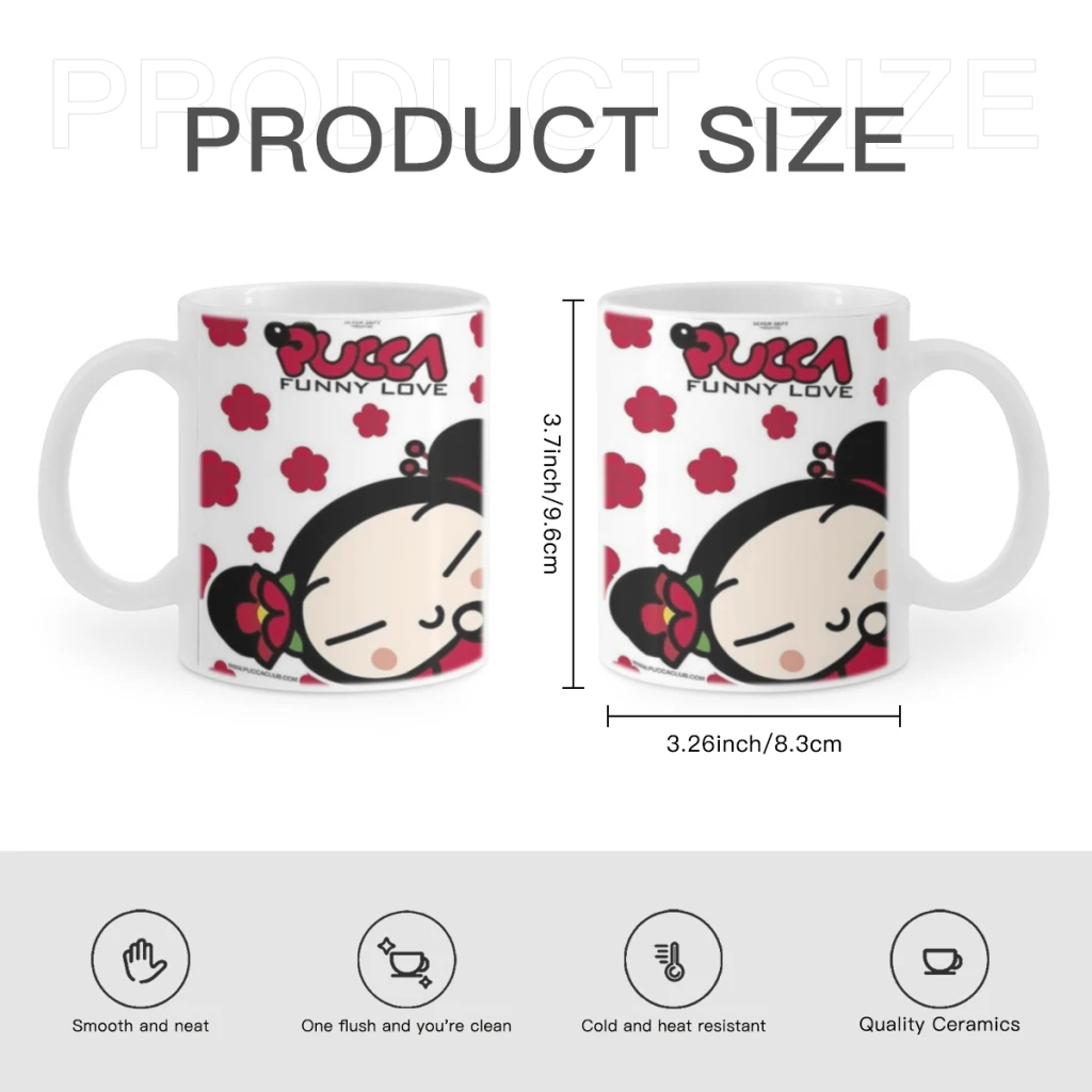 Cute Cartoon Pucca Garu 11oz Afternoon Tea Mug Multifunctional Ceramic Coffee Mug Porcelain Coffee Cup Drinking Cup