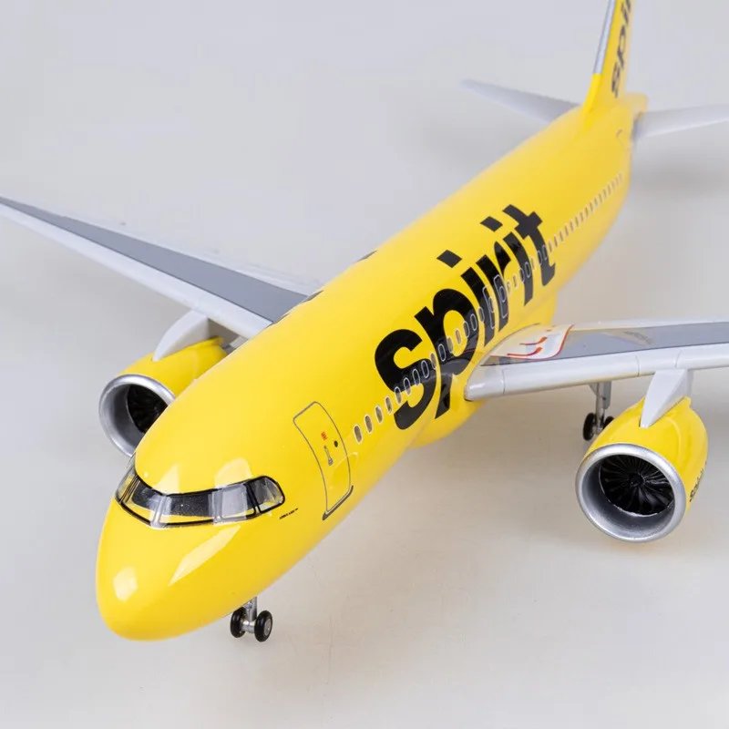 1/85 Large Scale 47cm Spirit A320 Diecast Resin Airplane Model Kit with Stand for Adult Aviation Souvenir Gift or Boys Plane Toy