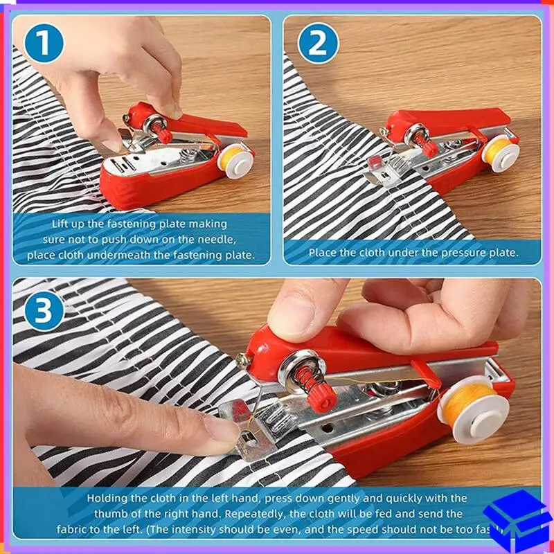 

Reliable Home Handheld Sewing Machine Protable Travel Clothes Fabrics DIY Stitchin Sew Tool Mini Manual Needlework Machine