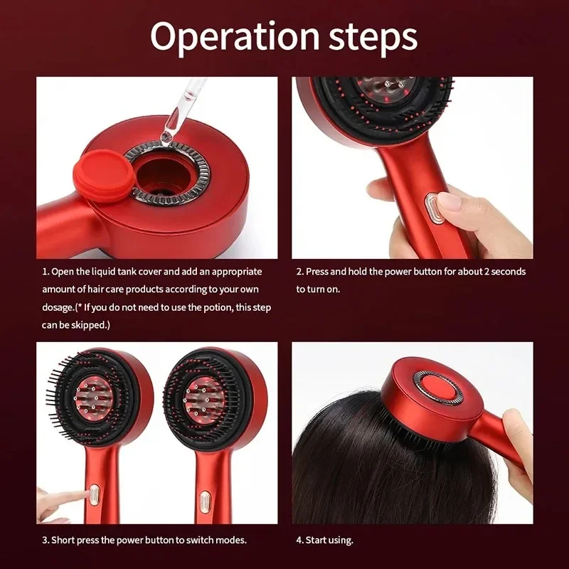 Electric Vibration Massage Comb Hair Care Brush Scalp Oil Applicator Red Light Therapy Hair Follicle Growth Comb Anti Loss view 6