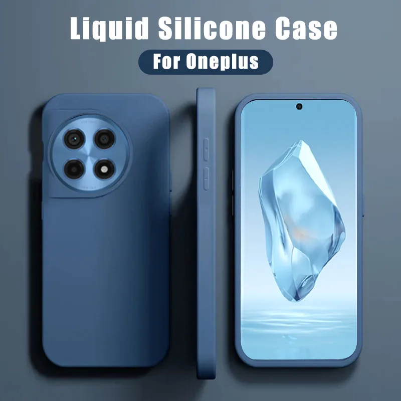 Liquid Silicone Shockproof Case For Oneplus 12 12R 11 10 Pro Protective Cover Square Bumper Shell  Mobile Phone Accessories