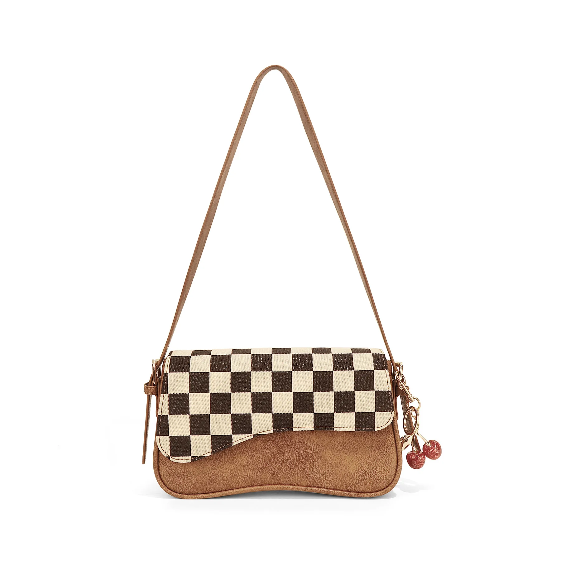 

Crossbody bag Chessboard Cherry pendant Fashion casual shoulder bag Square bag Commuter bag