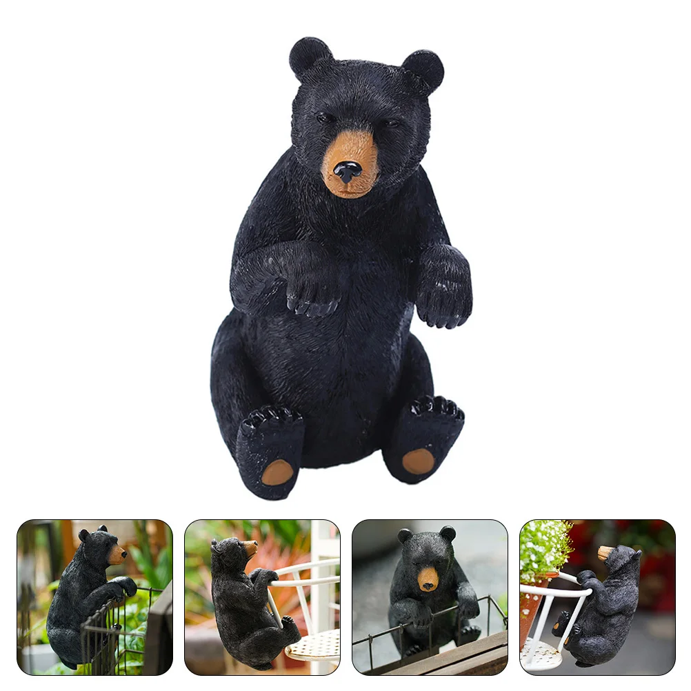 

Садовое украшение из смолы в горшке, черный медведь, очаровательный кулон в форме животного, реалистичное ремесло для внутреннего и наружного декора, подарки