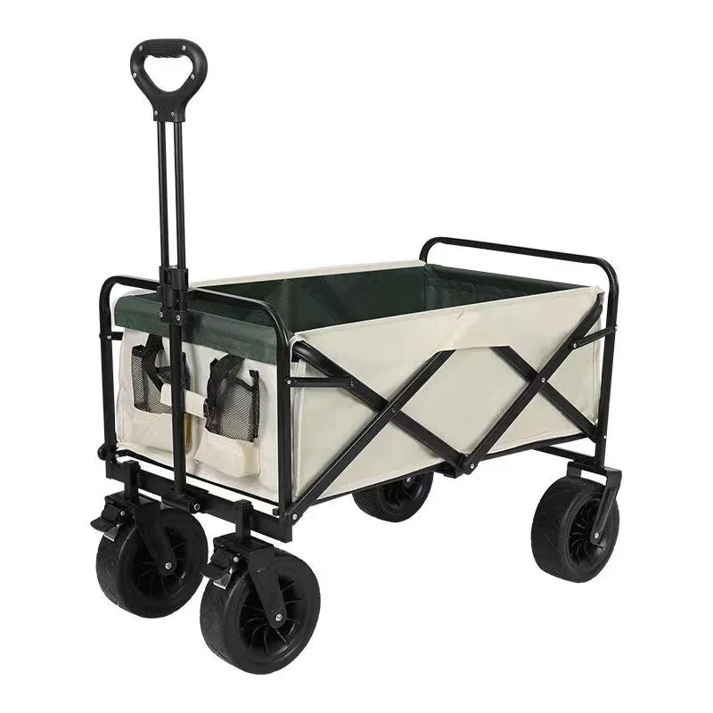 

Outdoor camping cart, four-wheel trolley, folding shopping cart to pick up express trolley