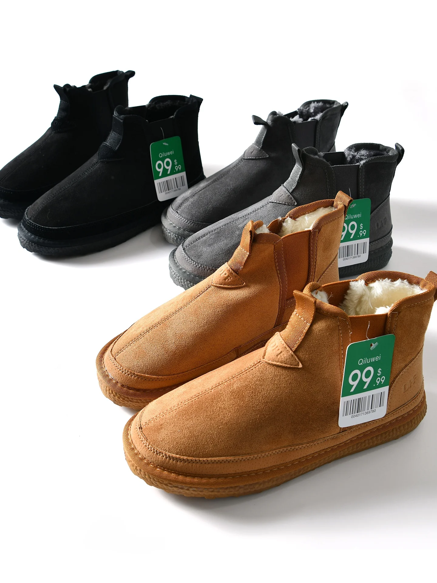

Men's Winter Fashion Casual Anti-Hail Mid-Calf Fleece Lined Snow Boots Slip-On Leisure Shoes Comfortable Warm Booties