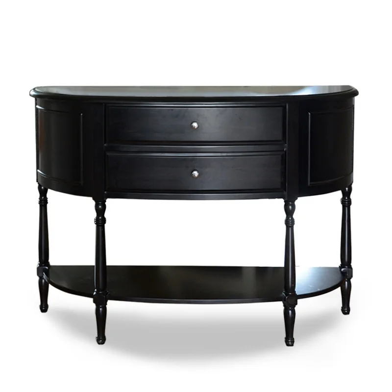 

American rural oval double pumping entrance cabinet solid wood against the wall modern decorative cabinet solid wood cabinet