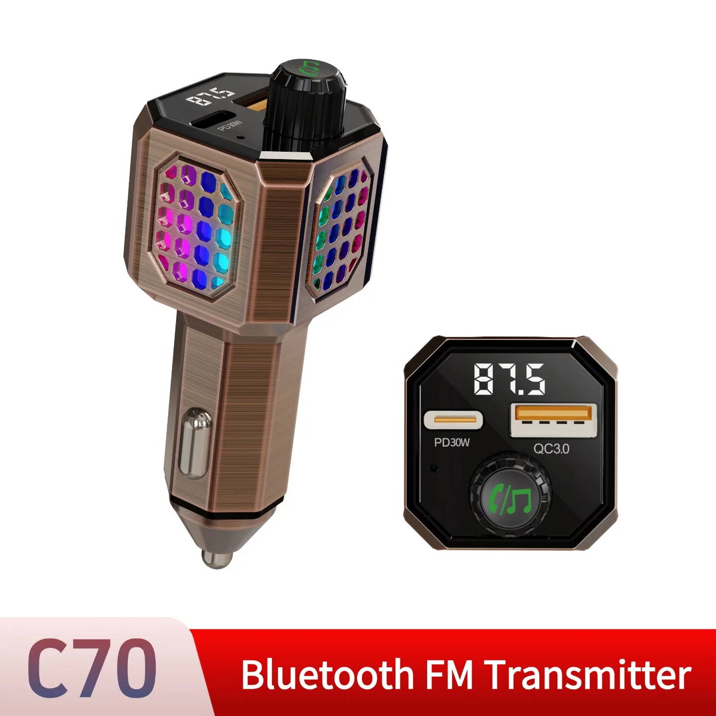 adaptador-de-carro-bluetooth-transmissor-fm-para-carro-pd30w-qc30-carregador-de-carro-adaptador-bluetooth-liga-de-zinco-cor-luz-maos-livres