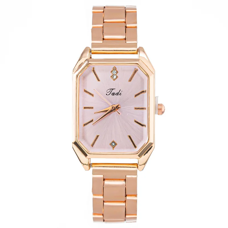 Women's Fashion Square Diamond Encrusted Watch Steel Strap Quartz Movement Luxury Wristwatch Female Watches Casual Ladies Watch