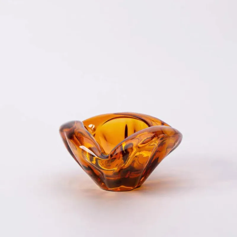 

New Chinese irregular leopard print new brown glazed fruit plate ashtray living room entrance dining room table decoration