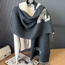 2024 new winter shawl cashmere scarf Ladies fashion War Horse jacquard luxury brand thick warm women blanket soft silk shawl