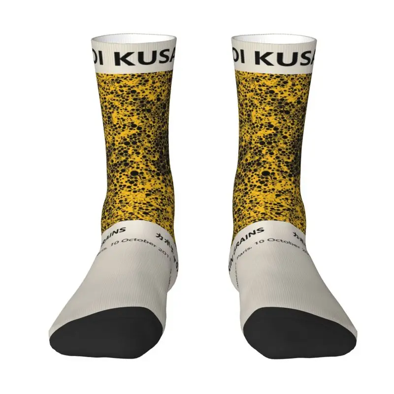 

Yayoi Kusama Pumpkin Grains Mens Crew Socks Unisex Fun 3D Printed Abstract Painting Dress Socks