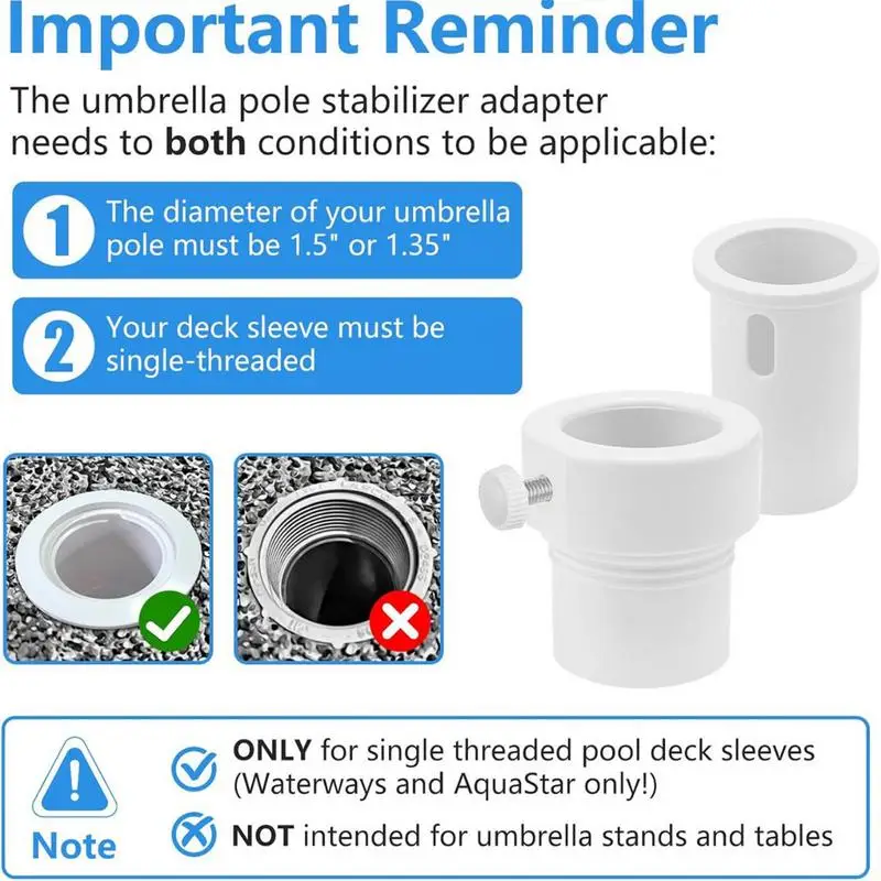 풀 우산 안정제 우산 안정제 슬리브 폴 액세서리 여성용 남성용 수영 피크닉 야외 구멍 지원