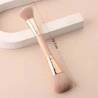 Pinceau de maquillage double embout, pinceau blush rond + pinceau poudre large à poils doux, outil de maquillage pour le visage 4