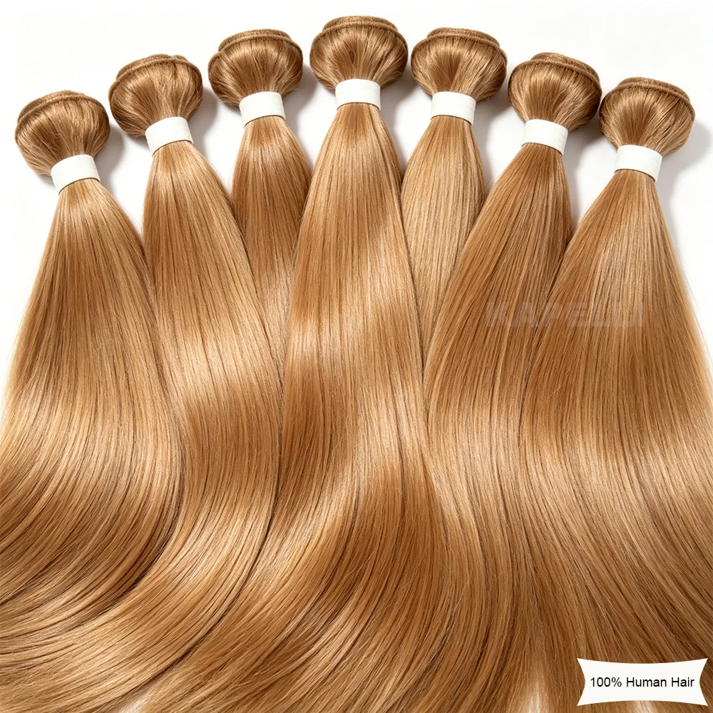 #27 Honey Blonde Human Hair Bundles with Closure Body Wave Bundles Hair With 4x4 Closure Brazilian Hair Weave Bundles Hair Remy view 2