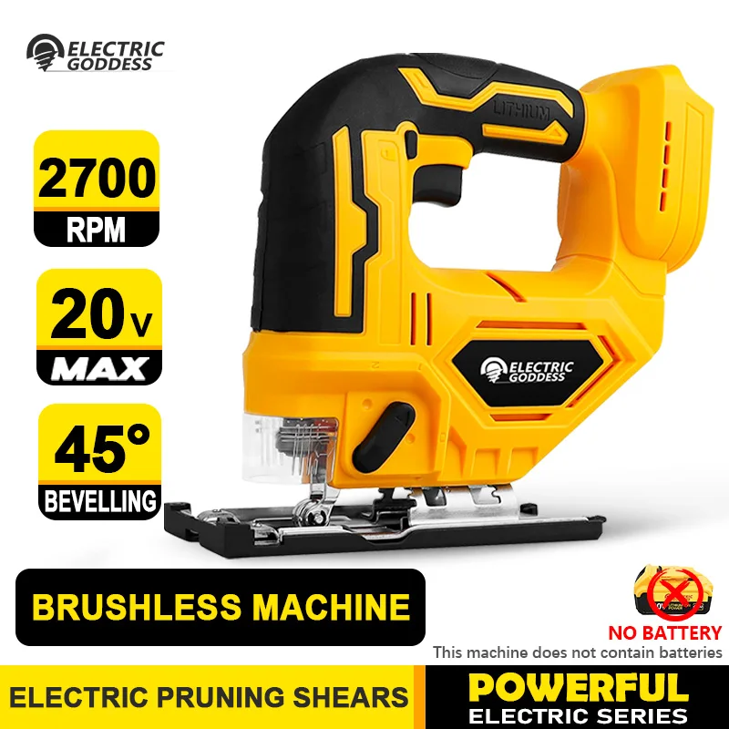 

Electric Goddess Cordless Jig Saw Brushless Electric Scroll Saw Multifunction Woodworking Power Tool For Dewalt 20V Battery ﻿