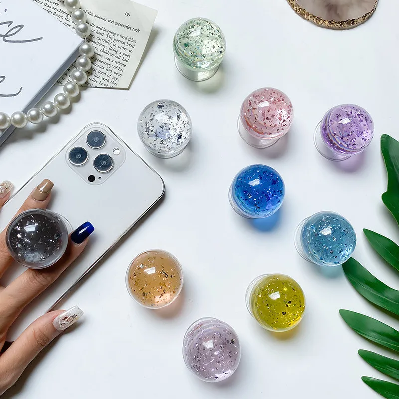 

3D-держатель для телефона в виде стеклянного шара с блестками, складная подставка-кольцо, кронштейн-держатель для пальцев, аксессуары для iPhone 15 16 17 Xiaomi
