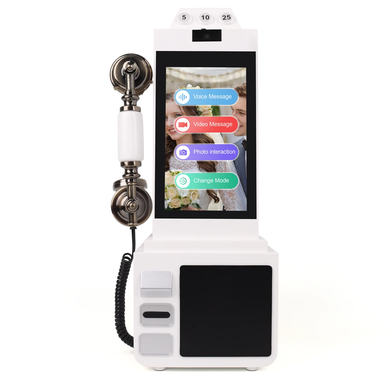 Interactive Visual Guest Message Kiosk, Retro‑Style Wedding Video Guestbook for Recording Guest Blessings